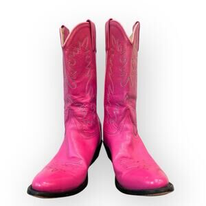Vintage 2000s Pink Cowboy Boots Leather Womens size 9